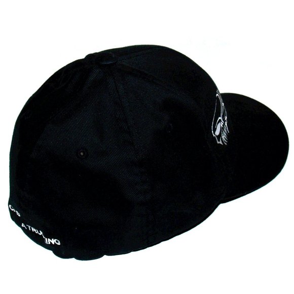 Black with White Skull Logo Flexfit Organic Cotton Baseball Cap  Size S-M - Picture 6 of 9